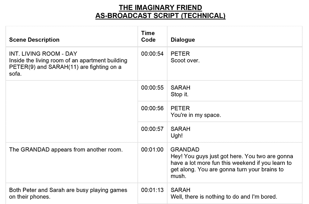 As-Broadcast Script Template